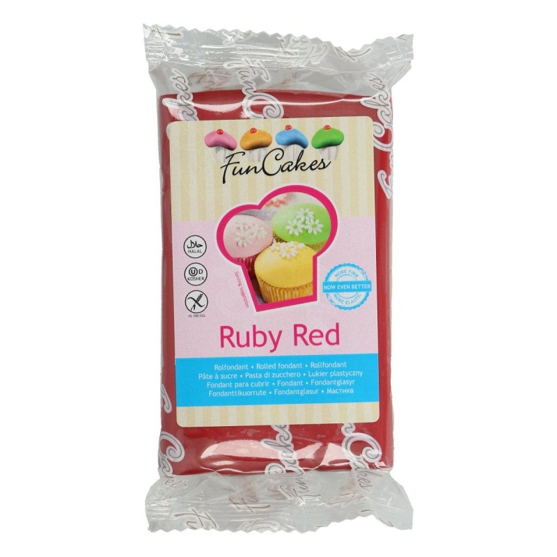 Pâte à sucre rouge bordeaux FunCakes - 250 gr