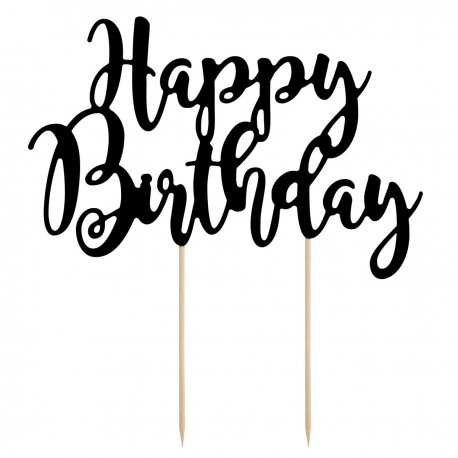 Topper Cake Noir "Happy Birthday"