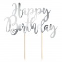 Topper Cake Argent "Happy Birthday"