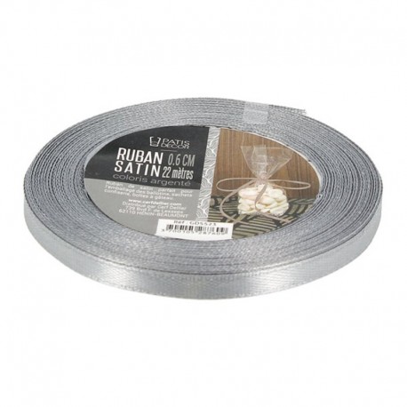 Ruban satin Argent 22m x 0,6cm