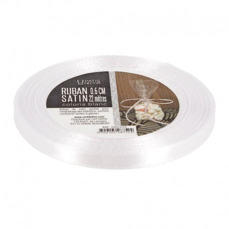 Ruban satin Blanc 22m x 0,6cm Ruban satin Blanc 22m x 0,6cm