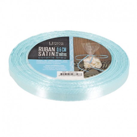 Ruban satin Bleu clair 22m x 0,6cm Ruban satin Bleu clair 22m x 0,6cm