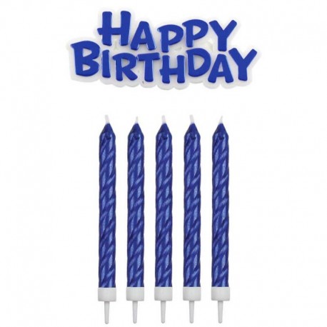 Bougies Happy Birthday Bleues /17
