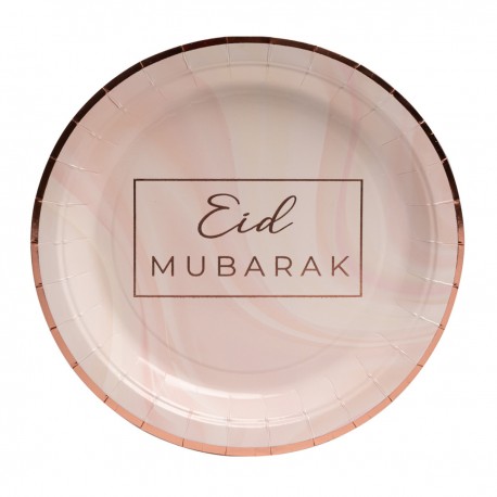 Lot de 6 assiettes Eid Mubarak Rose Gold