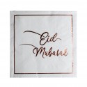 Lot de 16 Serviettes Eid Mubarak Blanches Roses